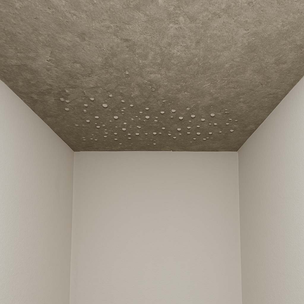 Kondenswasser und Schimmelbildung an einer kalten Wand